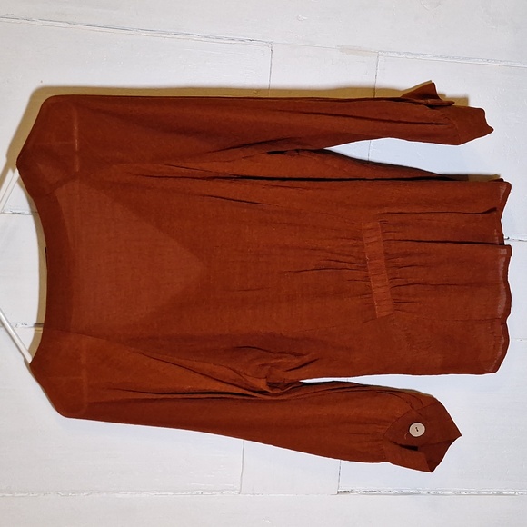 Rust button down blouse - Picture 3 of 4